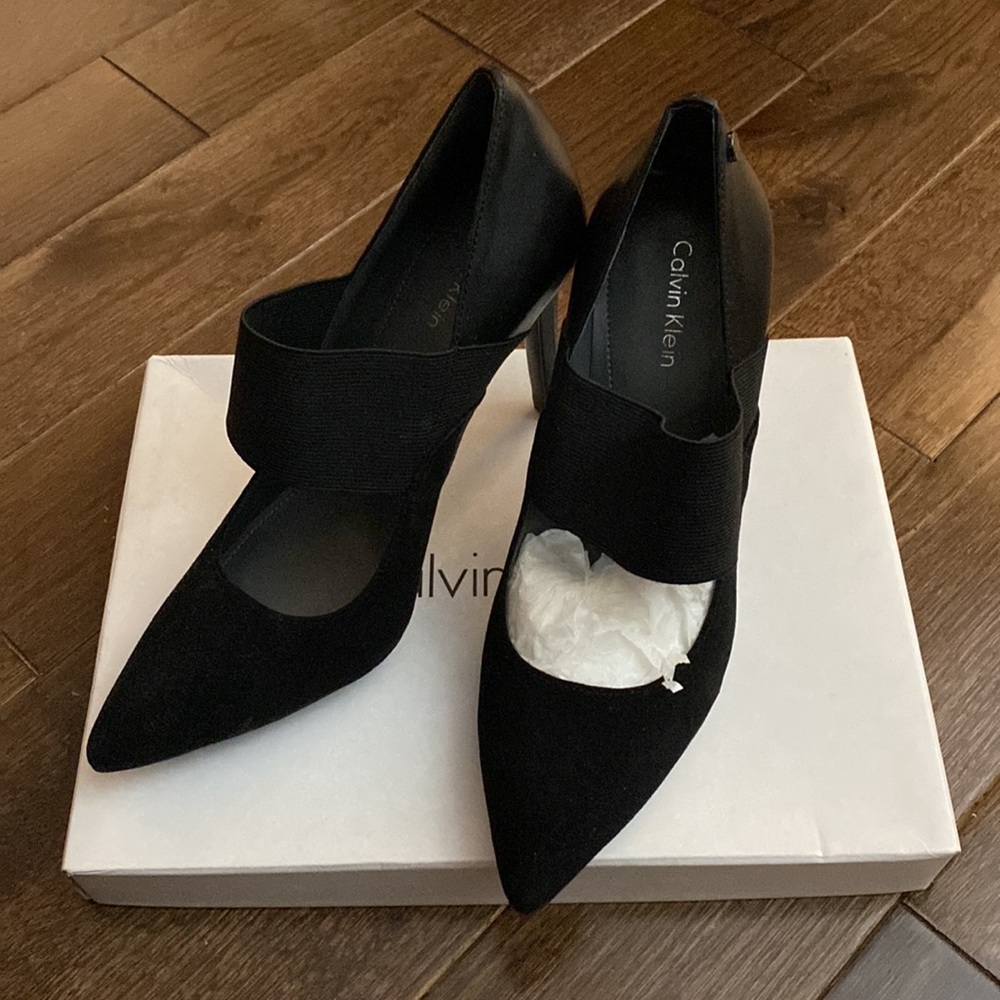 Calvin Klein black velvet high heels 6.5 NWOT